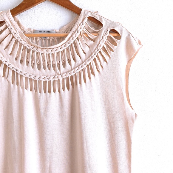 All Saints Slash Tee Dress in Pink - Picture 7 of 8